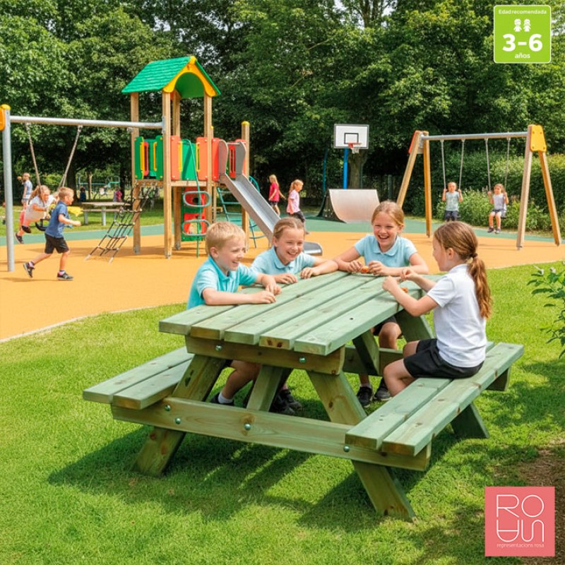 Taula de Pícnic Infantil Eco Turín Junior | Per a escoles i parcs infantils